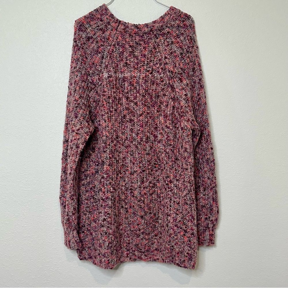 Altar'd State Women Sz L Sweater Oversized Colorful Crochet Chunky Knit Crewneck